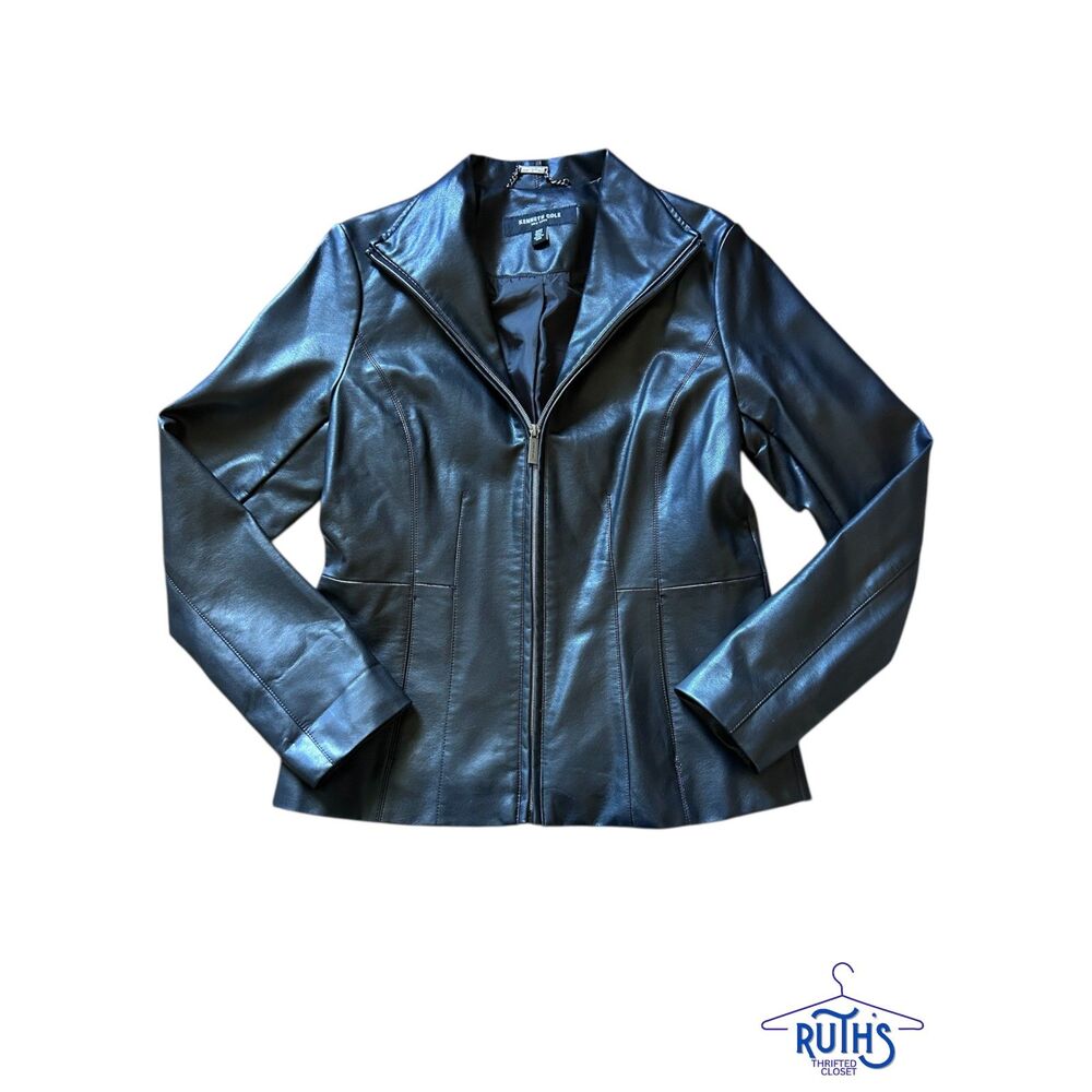 Kenneth Cole New York Long Sleeve Flux Leather Jacket